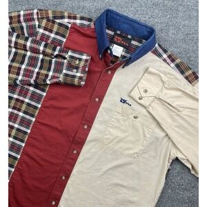 Vintage‎ 90's Mo Betta Men's L Western Shirt Plaid Color Block Button Up